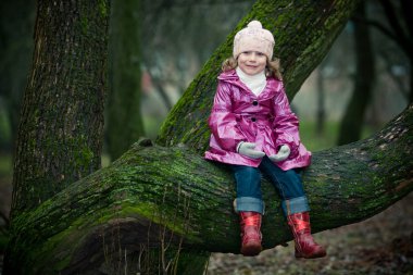 Kız bir ağaçta oturuyor