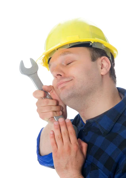 Worker in love — Stock Photo, Image