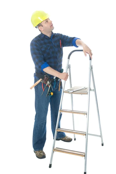 Worker and ladder — Stock Photo, Image