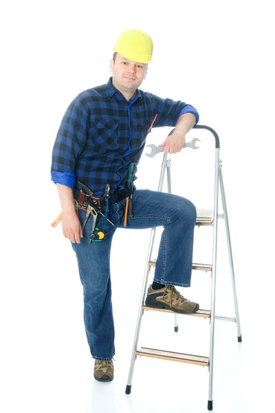 Werknemer en ladder — Stockfoto