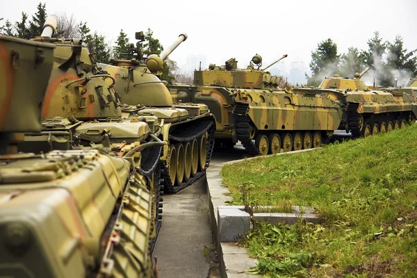 stock image Column of tanks, military action