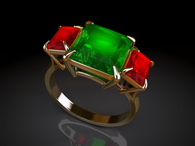 Gold ring with large emerald clipart