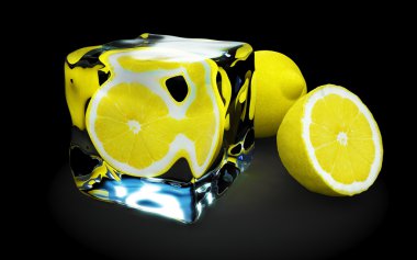 Lemon In Ice Cube clipart