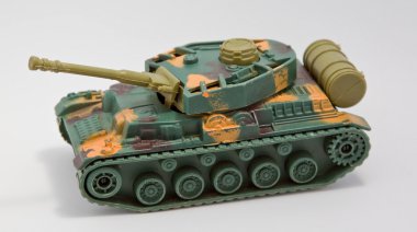 Closeup of a plastic toy tank clipart