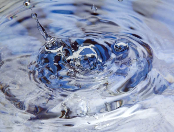 Vattendroppe på blå yta — Stockfoto