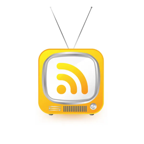 Télévision rétro avec symbole rss — Image vectorielle