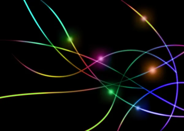 Black background with colorful lines — Stock Photo, Image
