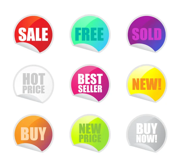 Adesivos de venda coloridos — Vetor de Stock