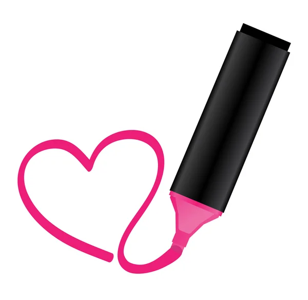 与心脏的粉色荧光笔 — 图库矢量图片