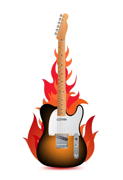 Gitarre in Flammen — Stockvektor