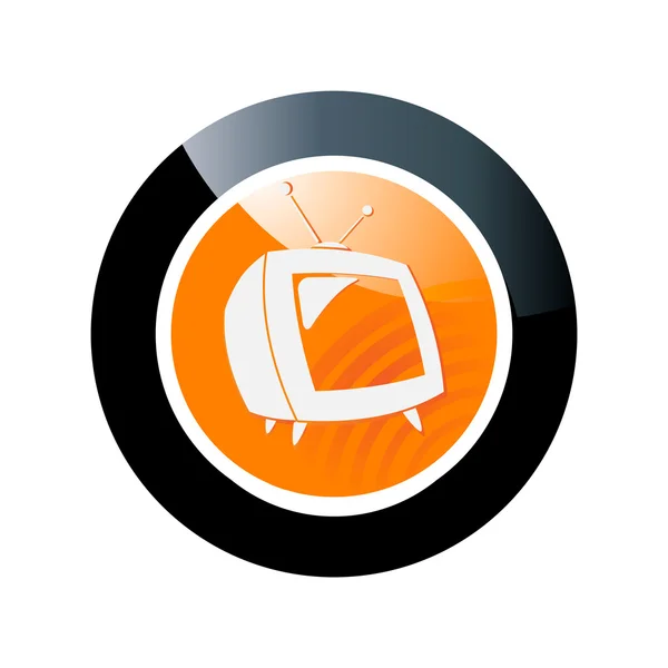 Блестящая кнопка с символом телевизора — стоковый вектор