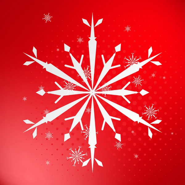 Snowflake on red background — Stock Vector