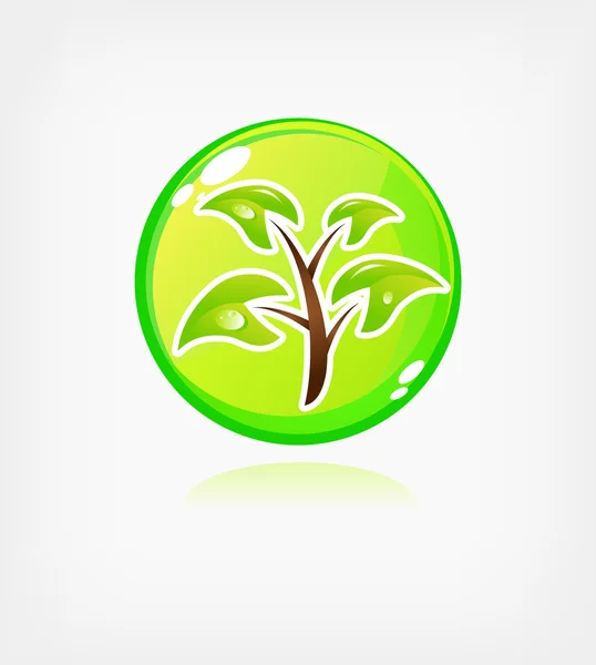 Groene ecologie knop — Stockvector