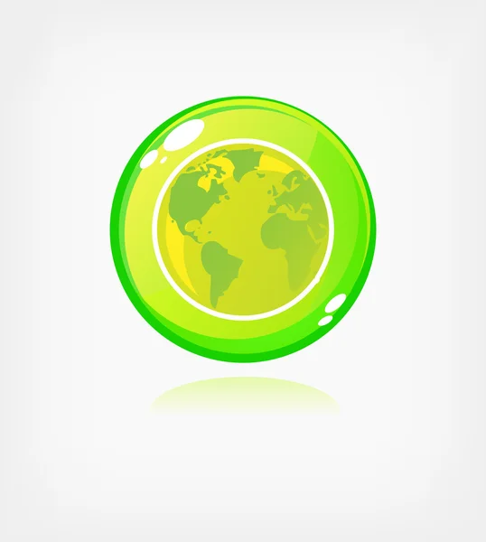 Groene ecologie knop — Stockvector