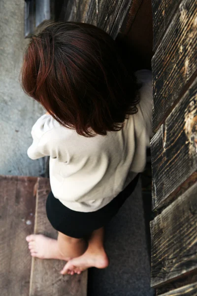Frizura - magányos nő — Stock Fotó