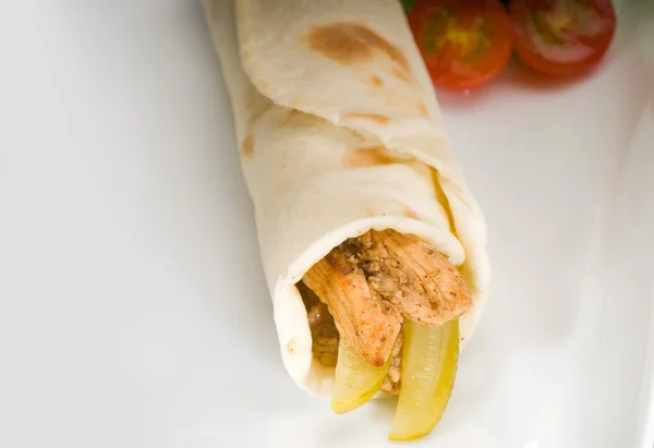 stock image Pita bread chicken roll