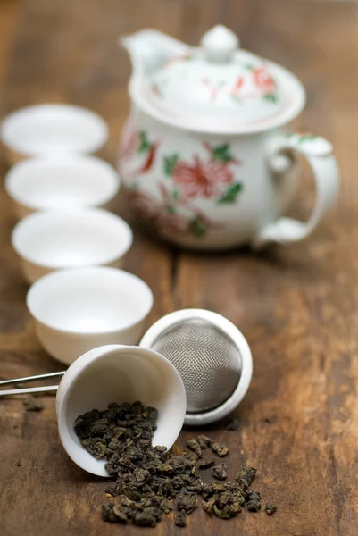 Conjunto de chá chinês verde — Fotografia de Stock
