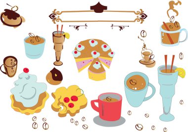 Set of sweet desserts clipart