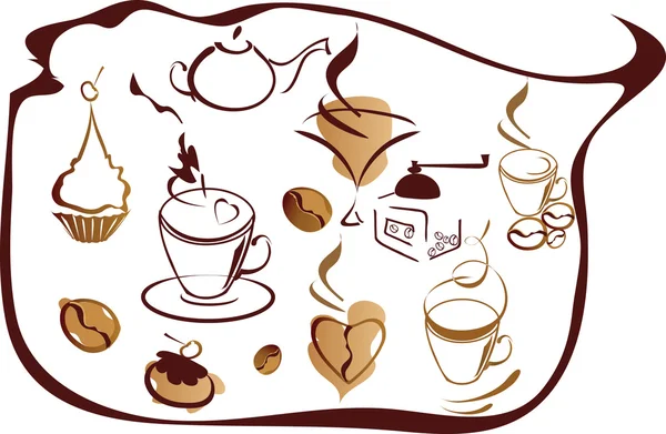 Набор элементов кофе — стоковый вектор