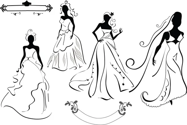 Set van bruiden — Stockvector