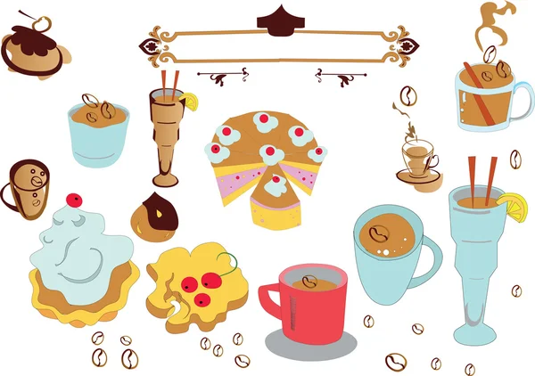Ensemble de desserts sucrés — Image vectorielle