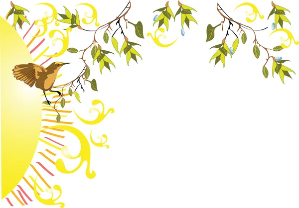 Bir kuş ile ağaç bahar — Stok Vektör