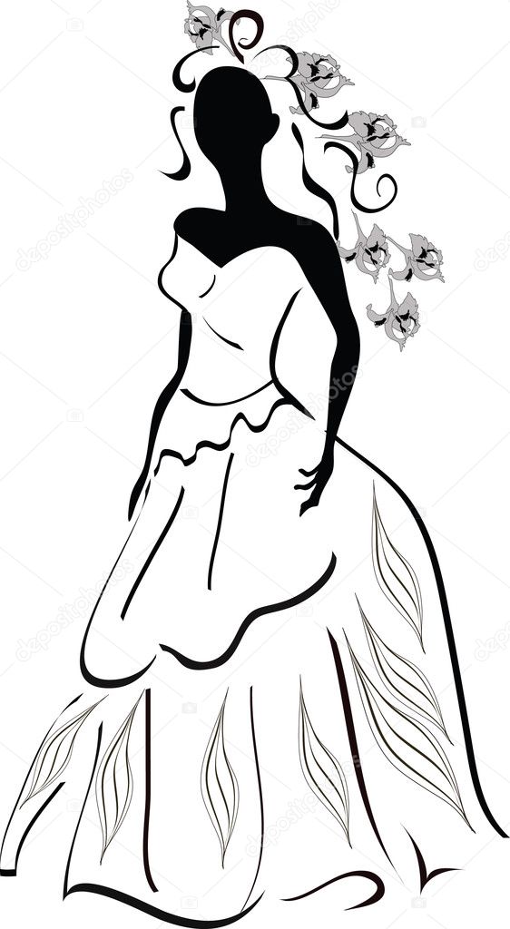 Silhouette of Bride Stock Illustration by ©Laifalight #2157600