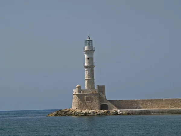Stara latarnia morska portu chania — Zdjęcie stockowe