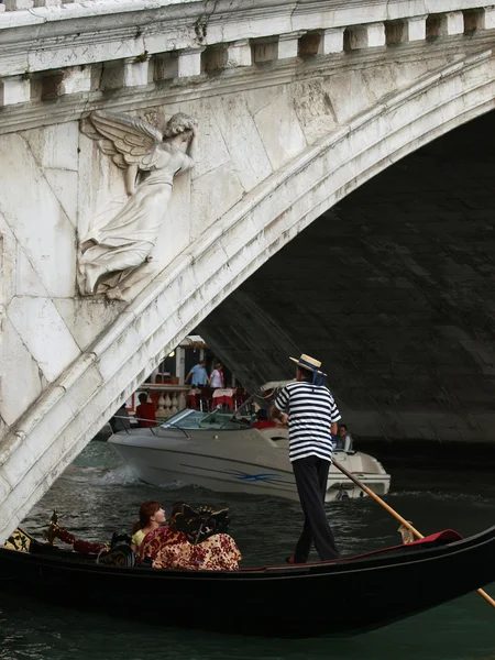 stock image Venice - Rialto brigde and gondola