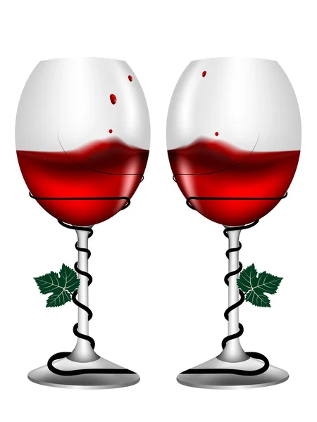 Δύο ποτήρια κόκκινο κρασί ως Αγίου Βαλεντίνου ΒΑ — Φωτογραφία Αρχείου