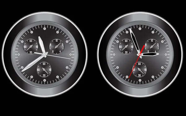 Dos vectores relojes ilustrados — Vector de stock