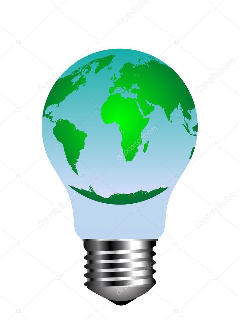 Bulb light as earth or globe