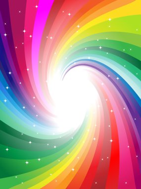 Rainbow colors swirl rays