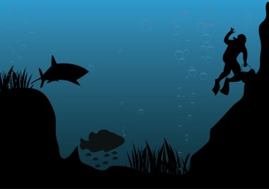 Underwater scene illustration clipart