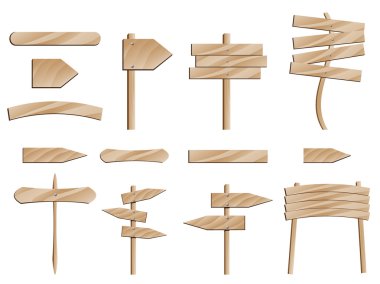 Road wooden signs clipart