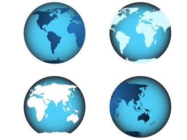 World map, globe illustrated clipart