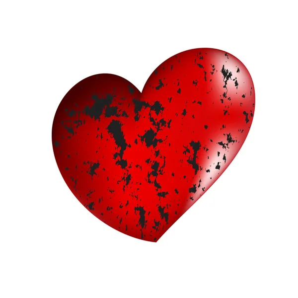Grunge corazón rojo — Vector de stock