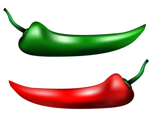 Red and green hot chili peppers — Stock Vector