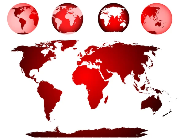 Mappa del mondo, globo illustrato — Vettoriale Stock