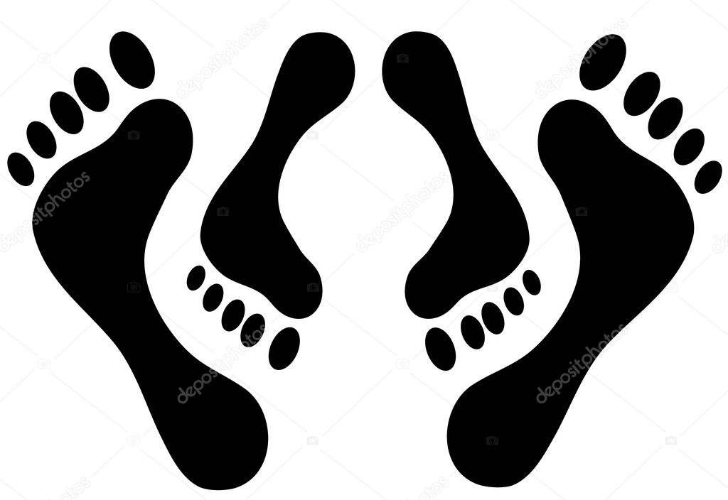 Human foot steps print illustrated