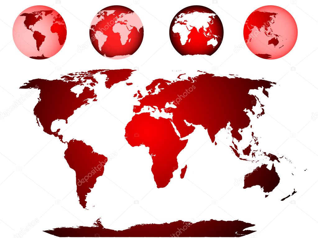 World map, globe illustrated