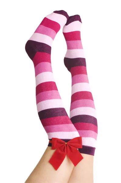 Gambe sexy ragazza con calzini giorno San Valentino — Foto Stock