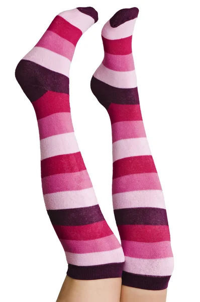 Sexy meisje poten met dag valentine sokken — Stockfoto