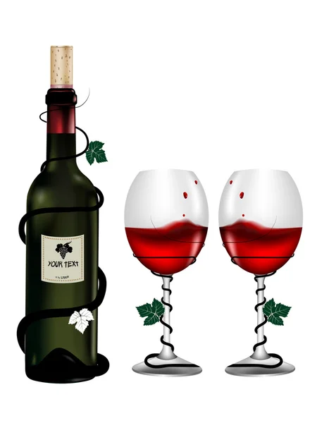 Bottiglie di vino vettoriale illustrato — Vettoriale Stock