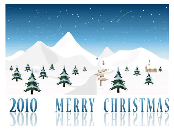 2010 Buon Natale cartolina vettoriale — Vettoriale Stock