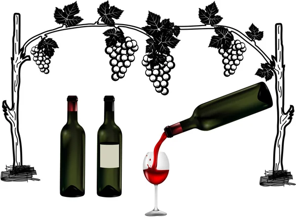 Bottiglie di vino vettoriale illustrato — Vettoriale Stock