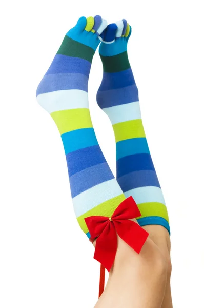 Sexy menina pernas com dia valentine meias — Fotografia de Stock