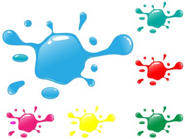 Various colors of ink splashes clipart