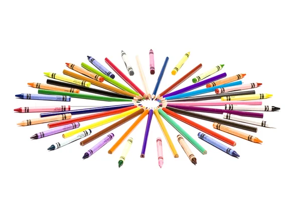 Mezclar crayones círculo —  Fotos de Stock