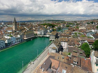 Aerial view of Zurich city centre clipart